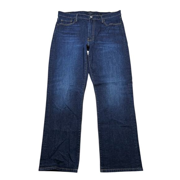 Lucky Brand Mens Size 36x32 Dark Wash Distressed Relax 818 Fit Straight Jeans - Picture 1 of 12